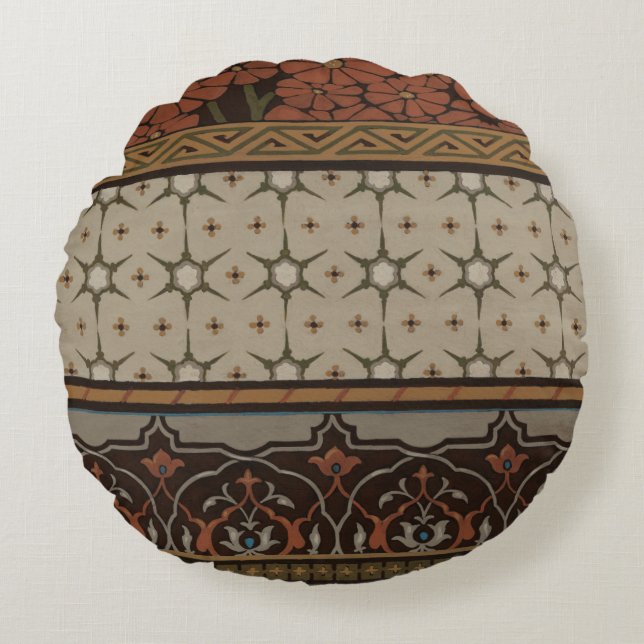 Heirloom Textile with Decorative Patterns Round Pillow (Front)