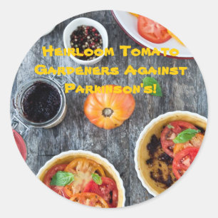 Heirloom Tomato Gardeners Against Parkinsons! Classic Round Sticker