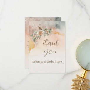 Heirloom Vintage Ivory Rose Watercolor Wedding Thank You Card