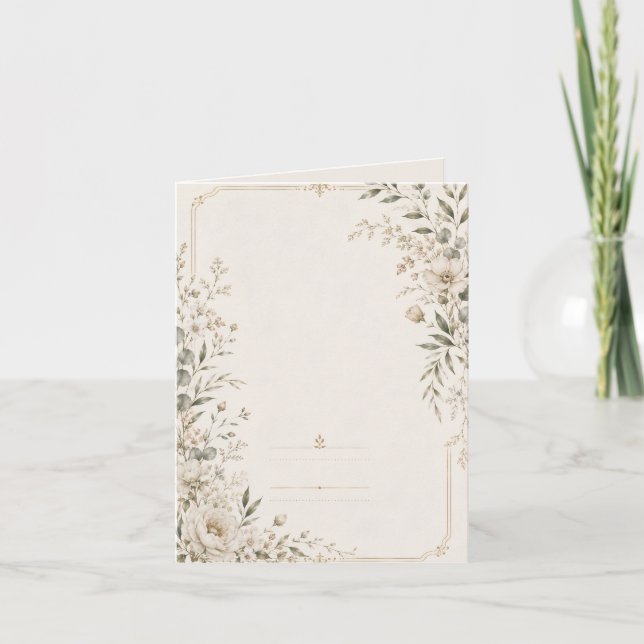 Heirloom Wedding Invitation with Refined Botanical (Front)