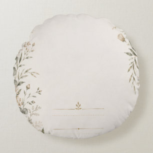 Heirloom Wedding Invitation with Refined Botanical Round Pillow