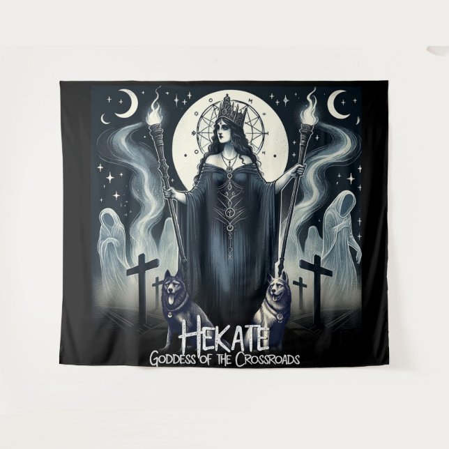 Hekate Goddess of the Crossroads Ghostly Spirits Tapestry (Front (Horizontal))