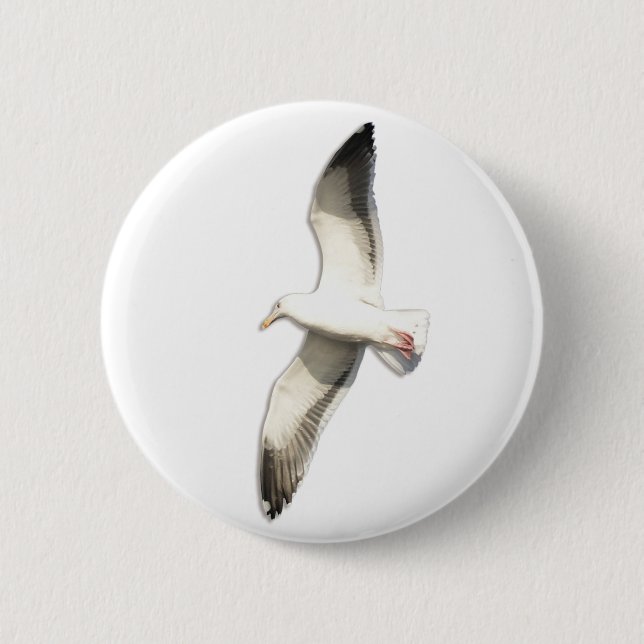 Helaine's Soaring Seagull 2 Inch Round Button (Front)