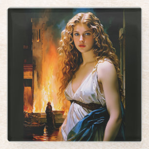 "Helen, A Spartan’s Beauty, Troy’s Fire" Glass Coaster