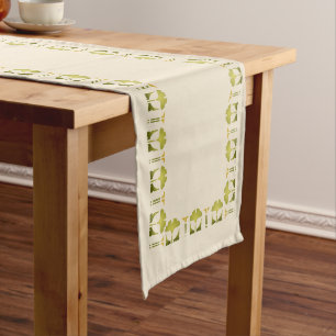 Helen Foster Ginkgo Border Stencil Long Table Runner