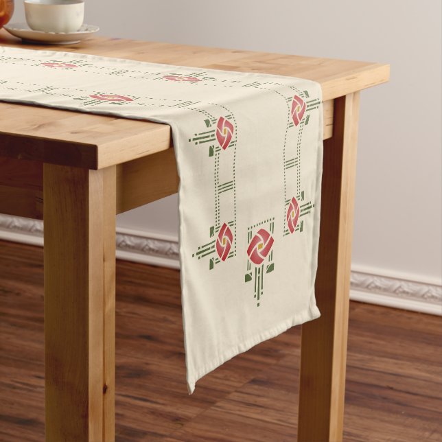 Helen Foster Rose Frieze Stencil Long Table Runner (In Situ)