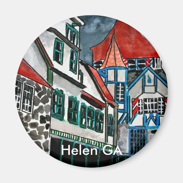 Helen GA vacation paradise German town Georgia art Magnet (Front)