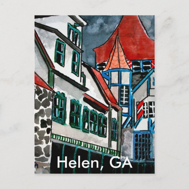 Helen GA vacation paradise German town Georgia art Postcard (Front)