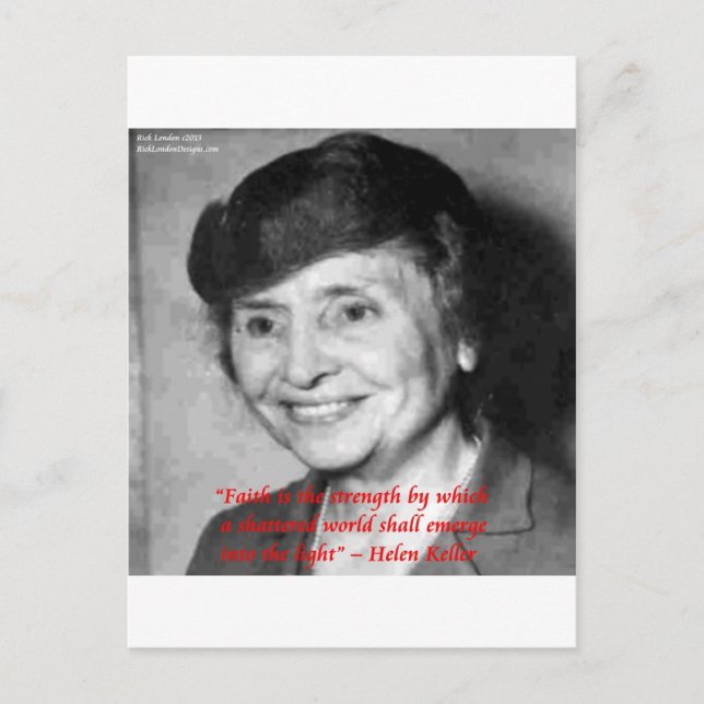 Helen Keller "Faith/Stength" Wisdom Quote Postcard (Front)