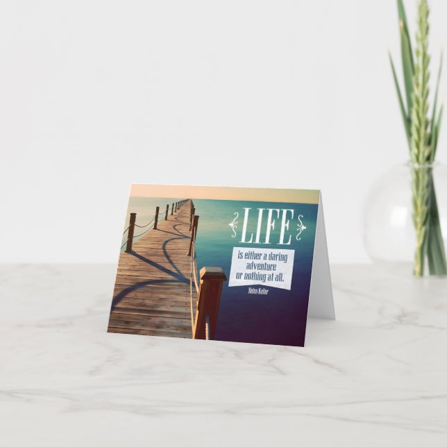 Helen Keller Inspirational Quote "Adventure" Thank You Card (Front)