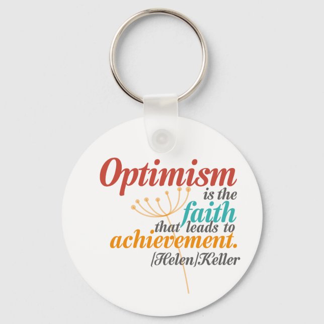 Helen Keller Optimism Quote Keychain (Front)