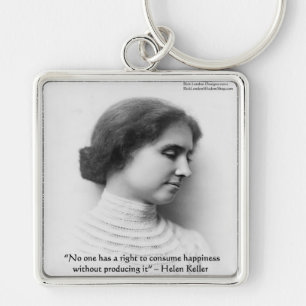 Helen Keller "Right 2 Happiness" Wisdom Quote Gift Keychain