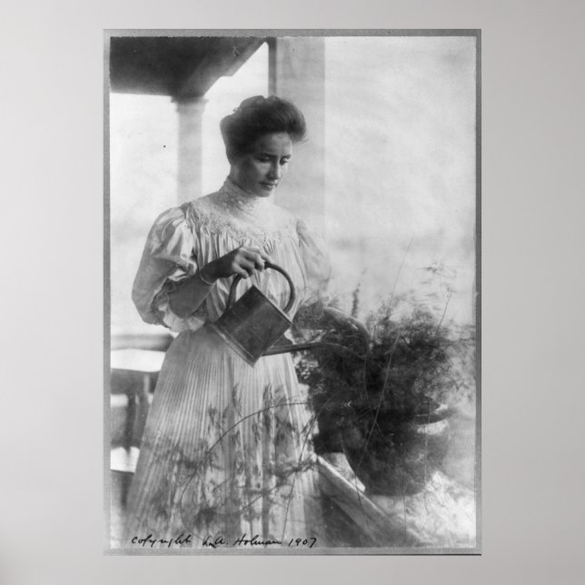 Helen Keller Watering Plants Portrait Poster (Front)