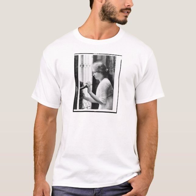 Helen Keller Watering Plants Portrait T-Shirt (Front)