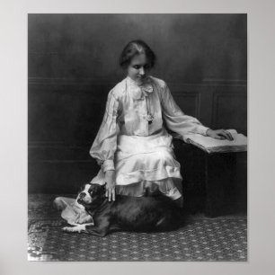 Helen Keller with Dog Poster