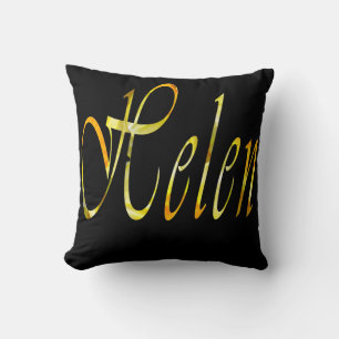 Helen Name In Floral Yellow, Throw Pillow