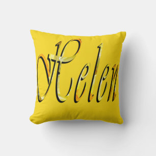 Helen, Nom Filles Logo, Coussin Jaune Jaune.