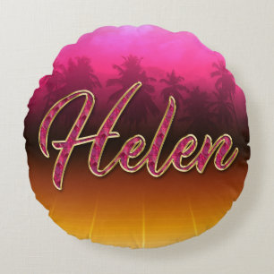 Helen Vorname Name golden pink Kissen Round Pillow