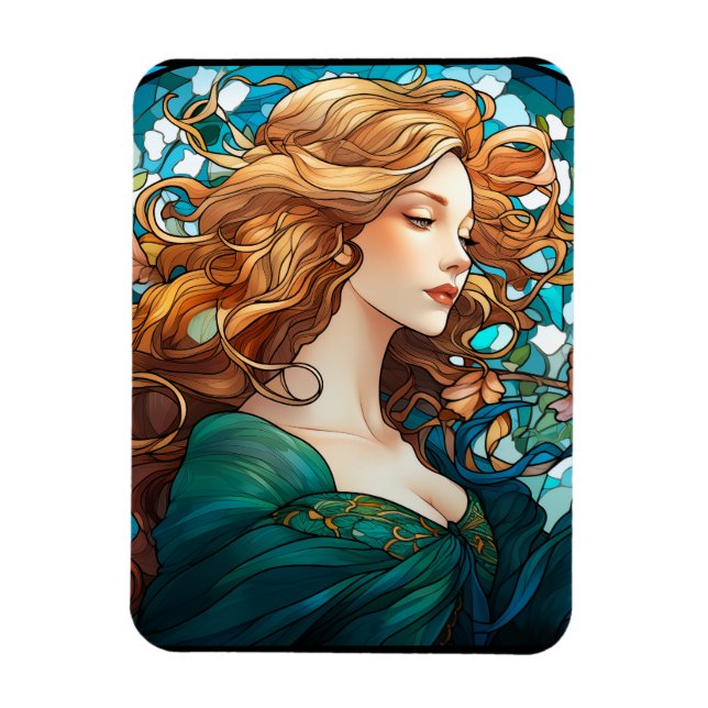 Helena - Dark Blonde Woman in Art Nouveau Style Magnet (Vertical)