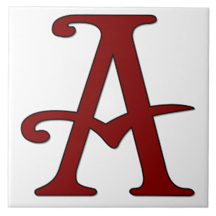 Helena Letter A in Red Monogram Tile