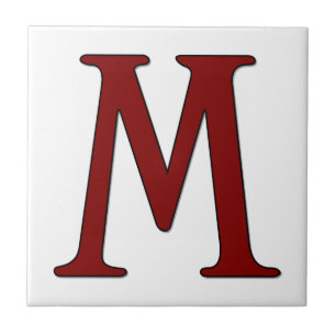 Helena Letter M in Red Monogram Tile