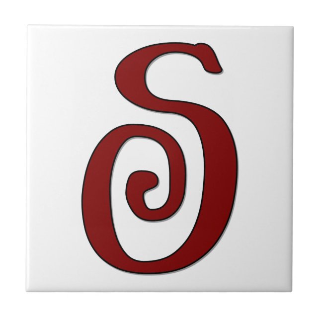 Helena Letter S in Red Monogram Tile (Front)