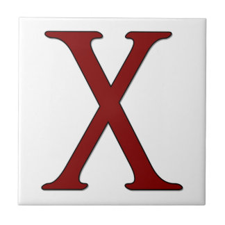 Helena Letter X in Red Monogram Tile