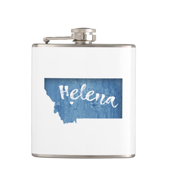 Helena Montana Wood Grain Hip Flask (Front)