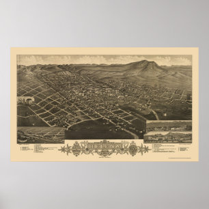 Helena, MT Panoramic Map - 1883 Poster