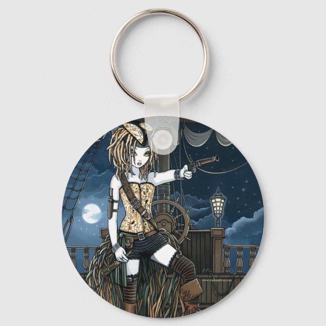 "Helena" Sky Pirate Ship Moon Fae Keychain (Front)