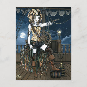 "Helena" Sky Pirate Ship Moon Fae Postcard