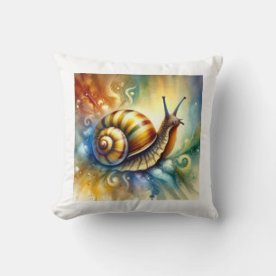 Helena Snail 030924AREF114 - Watercolor Throw Pillow