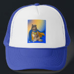 Helena Trucker Hat<br><div class="desc">Our heroine pup Helena in a cape.

Every purchase helps a collie in need!  To learn more about Helena our Heroine and our organization,  please visit our website: www.ColliesWithoutBorders.org</div>