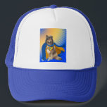 Helena Trucker Hat<br><div class="desc">Our heroine pup Helena in a cape.

Every purchase helps a collie in need!  To learn more about Helena our Heroine and our organization,  please visit our website: www.ColliesWithoutBorders.org</div>