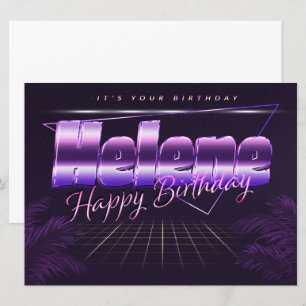 Helene Name First name lila retro card Birthday