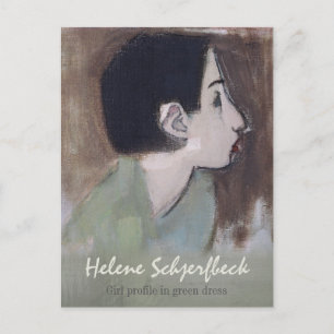 Helene Schjerfbeck Girl profile in green dress Postcard