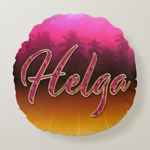 Helga Vorname Name golden pink Kissen Round Pillow