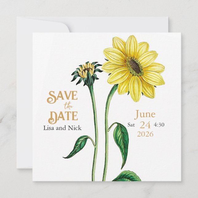 Helianthus Save the Date Mariage Faire-part (Devant)