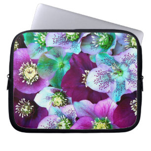 Heliborus pattern of winter blooming flower, laptop sleeve