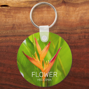Heliconia Flowers Botanical Plant Garden Design Keychain