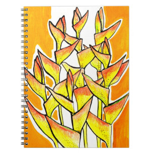 Heliconia Flowers Tropic Botanical Bold Floral Art Notebook