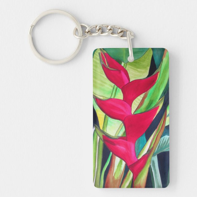 Heliconia Lobster Claw fleur d'aquarelle tropicale (Devant)