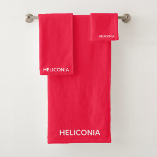 Heliconia red colour name bath towel set