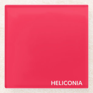 Heliconia red colour name glass coaster
