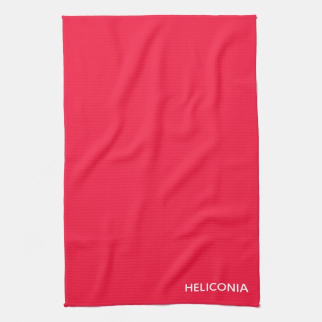 Heliconia red colour name kitchen towel (Vertical)