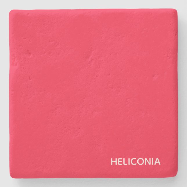 Heliconia red colour name stone coaster (Front)