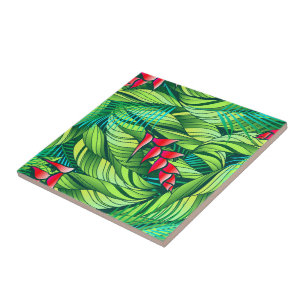 Heliconia tropical floral tile