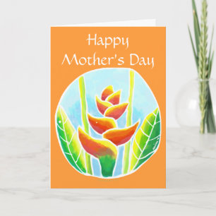 Heliconia Tropical Flower MothersDay Card Template