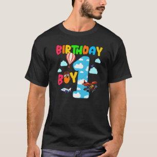 Helicopter 1st Birthday Boy Airplane Plane Pilot 1 T-Shirt