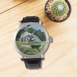 Helicopter Airplane Photo, Aviation, Personalized Watch